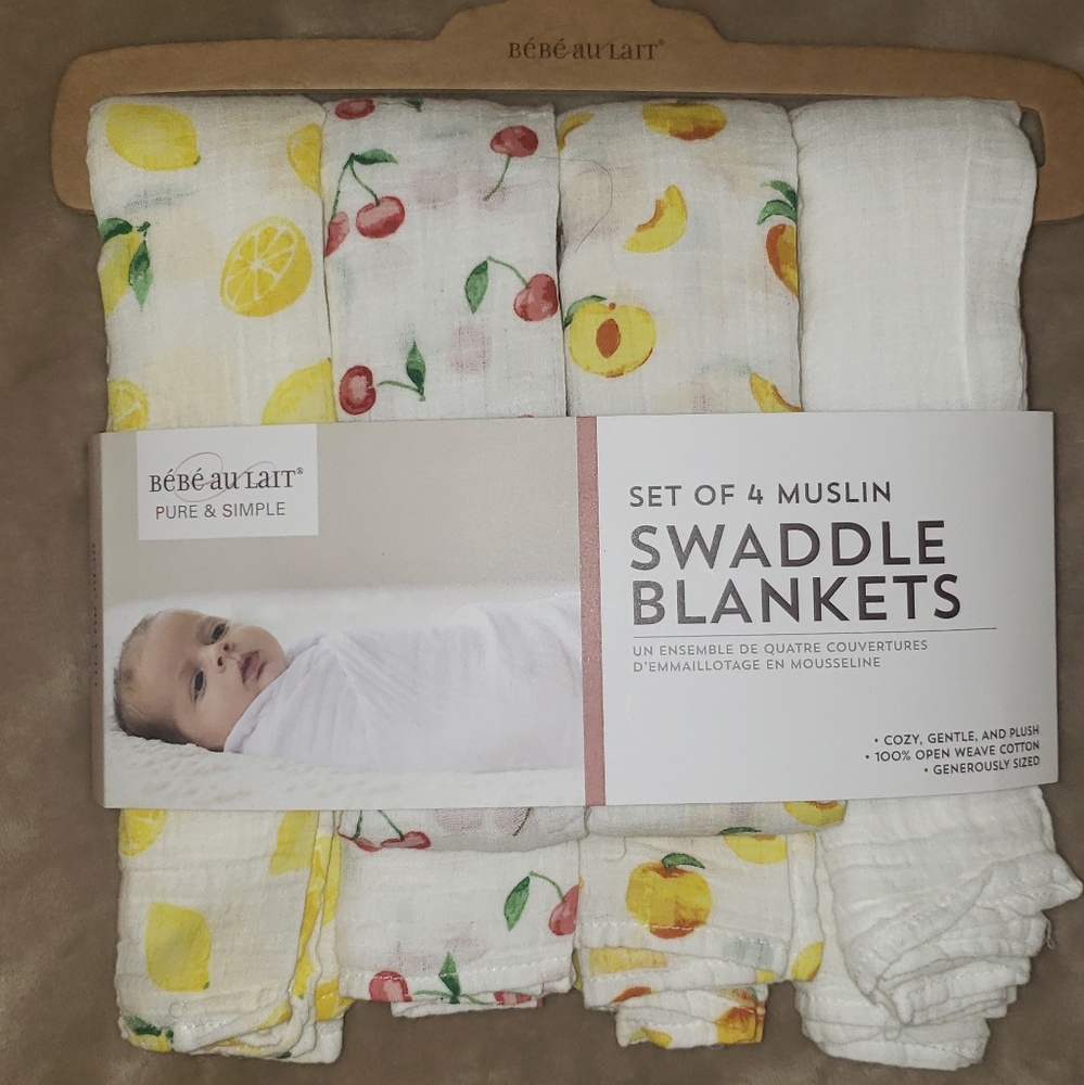 Set of 4 Muslin Swaddle Blankets